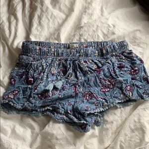 floral blue shorts